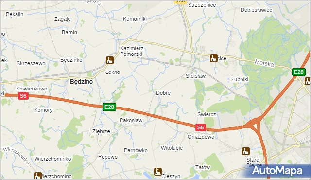 mapa Dobre gmina Będzino, Dobre gmina Będzino na mapie Targeo