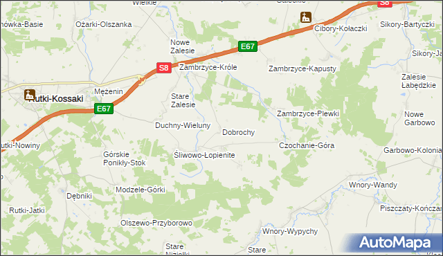 mapa Dobrochy gmina Rutki, Dobrochy gmina Rutki na mapie Targeo