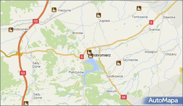 mapa Dobromierz powiat świdnicki, Dobromierz powiat świdnicki na mapie Targeo
