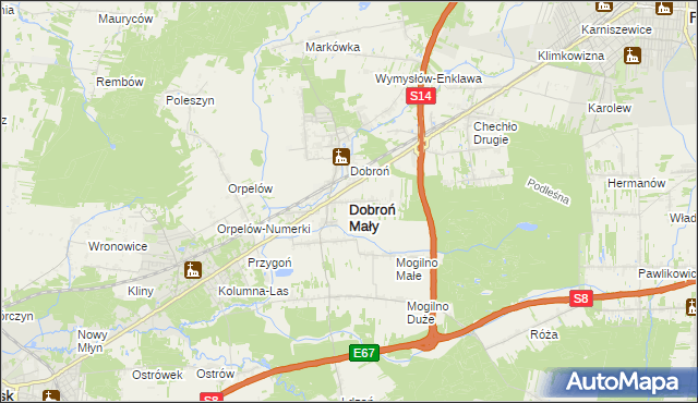 mapa Dobroń Mały, Dobroń Mały na mapie Targeo