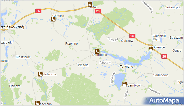 mapa Dobropole gmina Trzcińsko-Zdrój, Dobropole gmina Trzcińsko-Zdrój na mapie Targeo
