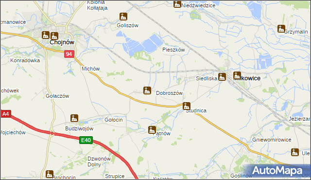 mapa Dobroszów gmina Chojnów, Dobroszów gmina Chojnów na mapie Targeo