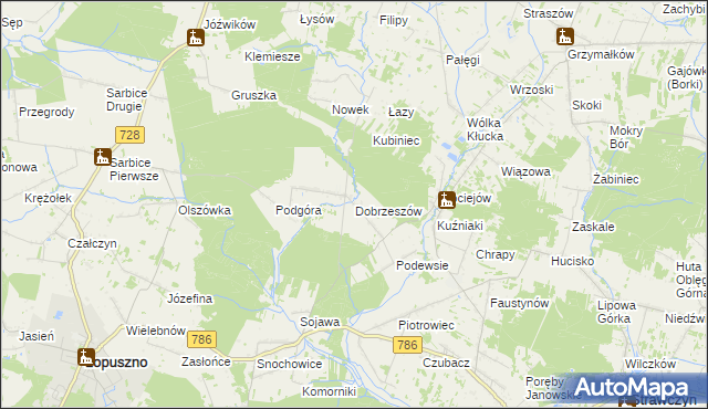 mapa Dobrzeszów, Dobrzeszów na mapie Targeo