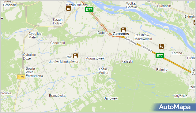 mapa Dobrzyń gmina Czosnów, Dobrzyń gmina Czosnów na mapie Targeo