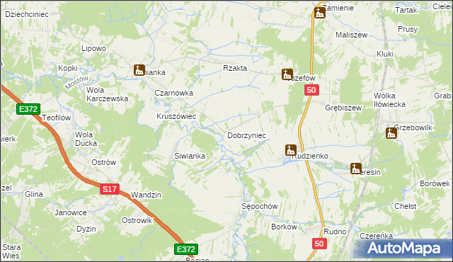 mapa Dobrzyniec, Dobrzyniec na mapie Targeo