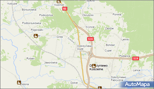 mapa Dobrzyniewo Duże, Dobrzyniewo Duże na mapie Targeo