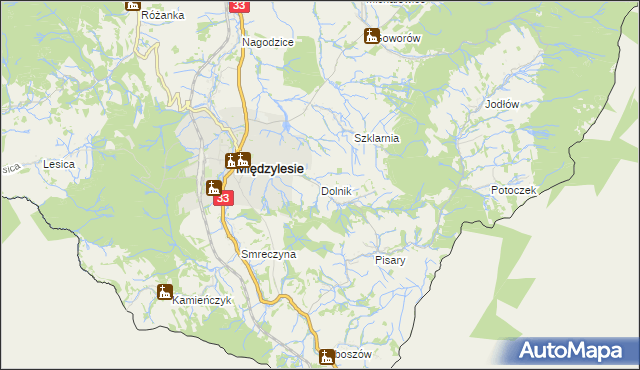 mapa Dolnik gmina Międzylesie, Dolnik gmina Międzylesie na mapie Targeo