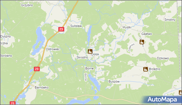 mapa Dolsk gmina Dębno, Dolsk gmina Dębno na mapie Targeo