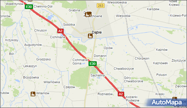 mapa Domanin gmina Dąbie, Domanin gmina Dąbie na mapie Targeo