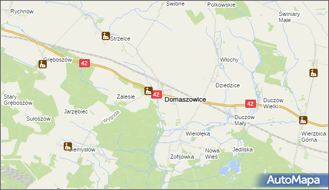 mapa Domaszowice powiat namysłowski, Domaszowice powiat namysłowski na mapie Targeo