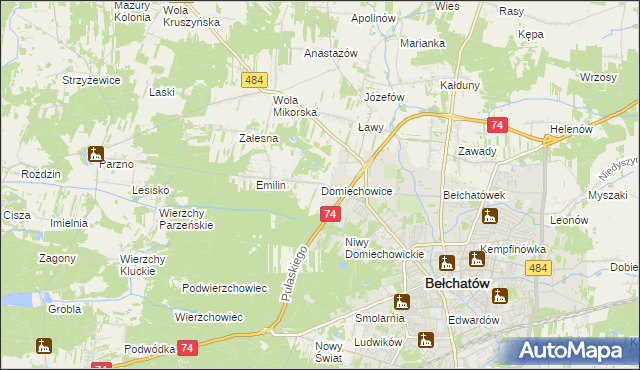 mapa Domiechowice, Domiechowice na mapie Targeo