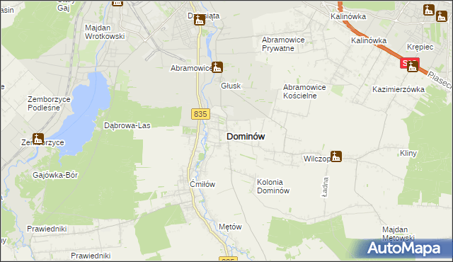 mapa Dominów gmina Głusk, Dominów gmina Głusk na mapie Targeo