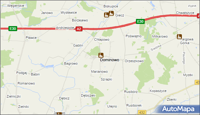 mapa Dominowo, Dominowo na mapie Targeo