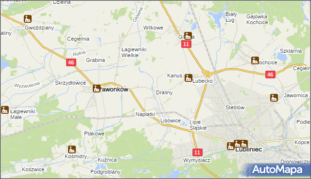 mapa Draliny, Draliny na mapie Targeo