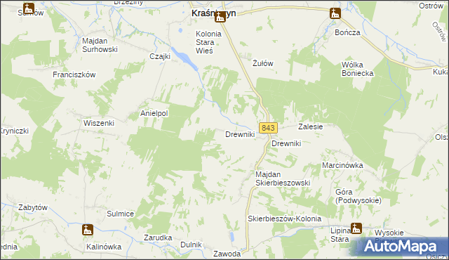 mapa Drewniki gmina Kraśniczyn, Drewniki gmina Kraśniczyn na mapie Targeo