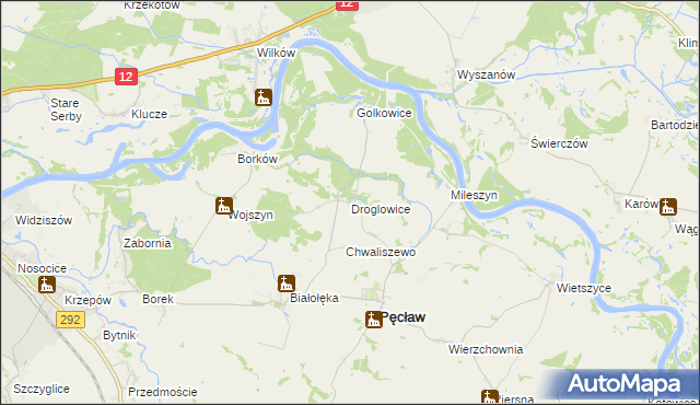 mapa Droglowice, Droglowice na mapie Targeo