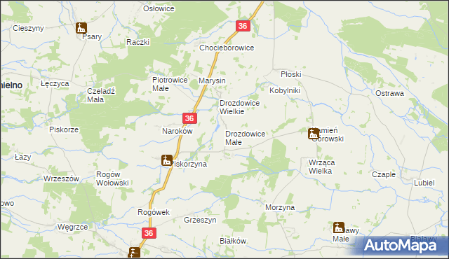 mapa Drozdowice Małe, Drozdowice Małe na mapie Targeo