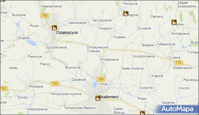 mapa Drożejowice, Drożejowice na mapie Targeo