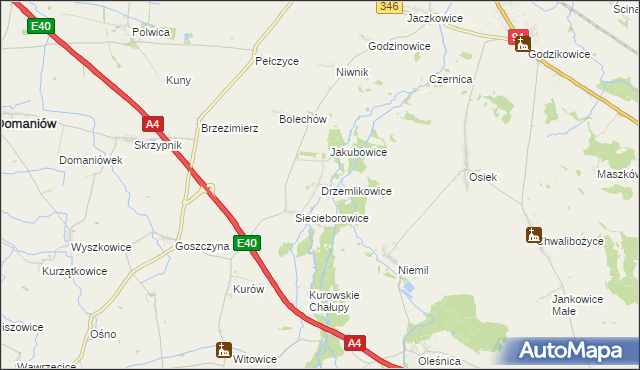 mapa Drzemlikowice, Drzemlikowice na mapie Targeo