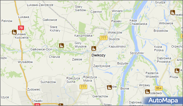mapa Dwikozy, Dwikozy na mapie Targeo