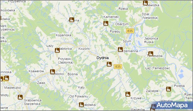 mapa Dydnia, Dydnia na mapie Targeo