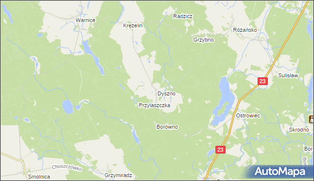 mapa Dyszno, Dyszno na mapie Targeo