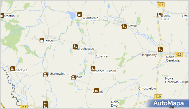 mapa Dzbańce, Dzbańce na mapie Targeo