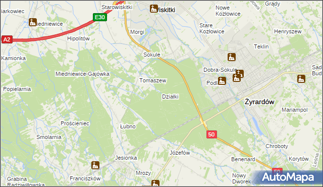 mapa Działki gmina Wiskitki, Działki gmina Wiskitki na mapie Targeo