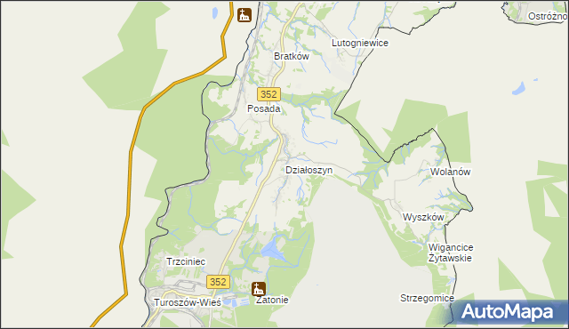 mapa Działoszyn gmina Bogatynia, Działoszyn gmina Bogatynia na mapie Targeo