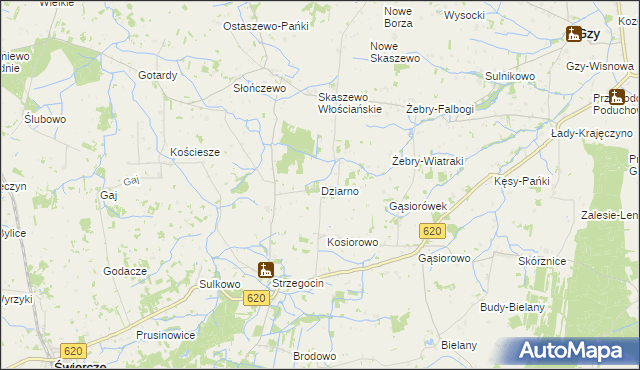 mapa Dziarno gmina Świercze, Dziarno gmina Świercze na mapie Targeo