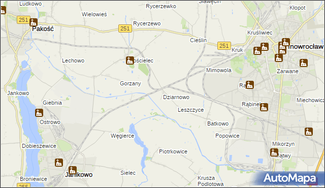 mapa Dziarnowo gmina Pakość, Dziarnowo gmina Pakość na mapie Targeo