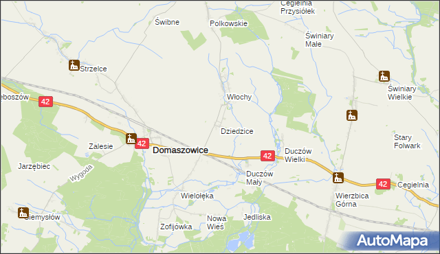 mapa Dziedzice gmina Domaszowice, Dziedzice gmina Domaszowice na mapie Targeo