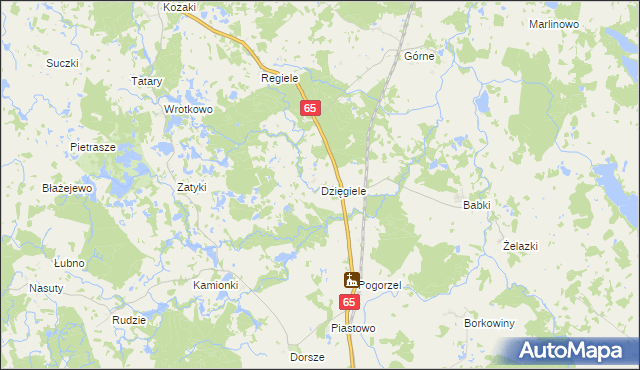 mapa Dzięgiele gmina Gołdap, Dzięgiele gmina Gołdap na mapie Targeo