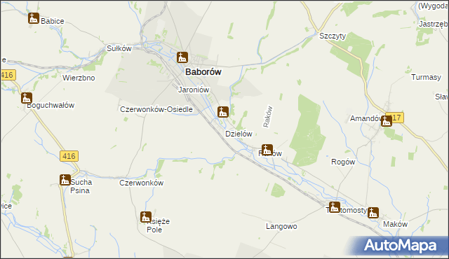 mapa Dzielów, Dzielów na mapie Targeo