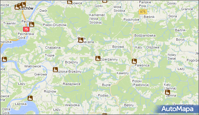 mapa Dzierżaniny, Dzierżaniny na mapie Targeo