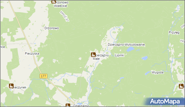 mapa Dzierżążno Małe, Dzierżążno Małe na mapie Targeo