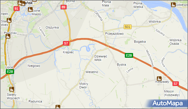 mapa Dziewięć Włók, Dziewięć Włók na mapie Targeo