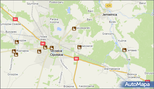 mapa Dziewkowice, Dziewkowice na mapie Targeo