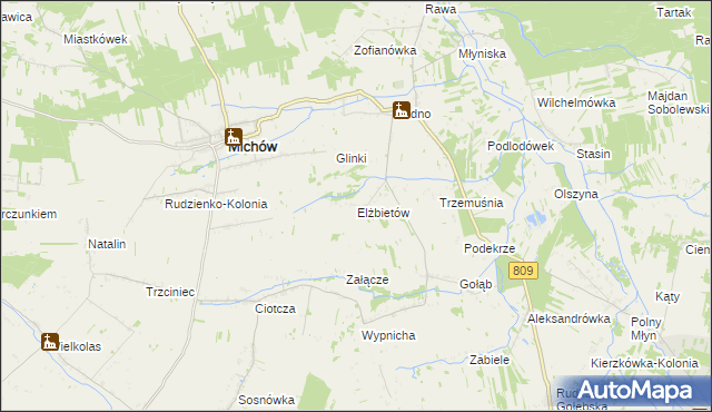 mapa Elżbietów gmina Michów, Elżbietów gmina Michów na mapie Targeo