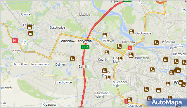 mapa Fabryczna, Fabryczna na mapie Targeo