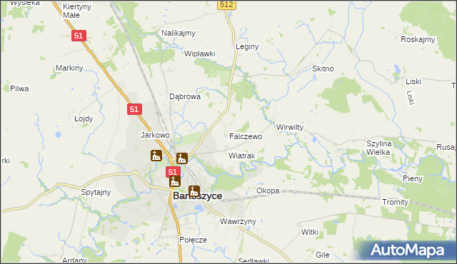 mapa Falczewo, Falczewo na mapie Targeo