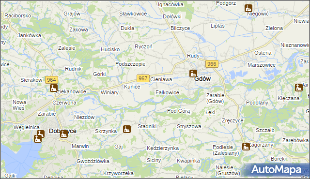 mapa Fałkowice gmina Gdów, Fałkowice gmina Gdów na mapie Targeo