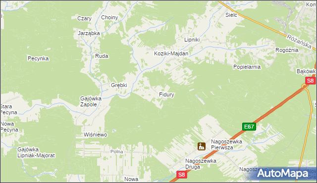 mapa Fidury, Fidury na mapie Targeo