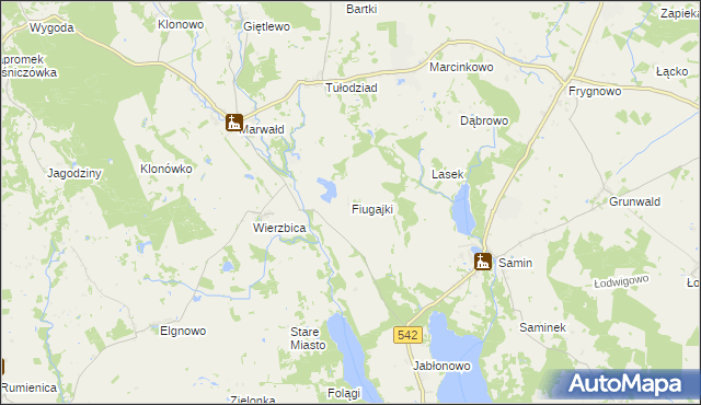 mapa Fiugajki gmina Dąbrówno, Fiugajki gmina Dąbrówno na mapie Targeo