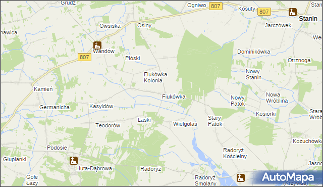 mapa Fiukówka gmina Krzywda, Fiukówka gmina Krzywda na mapie Targeo