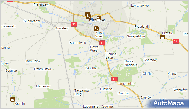 mapa Folusz gmina Pleszew, Folusz gmina Pleszew na mapie Targeo