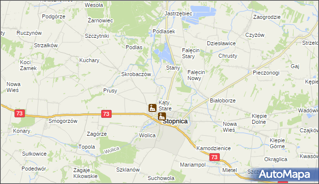 mapa Folwarki gmina Stopnica, Folwarki gmina Stopnica na mapie Targeo