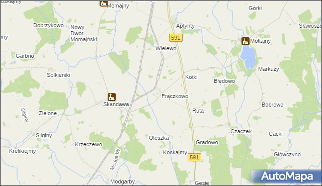 mapa Frączkowo, Frączkowo na mapie Targeo