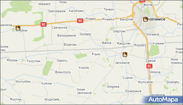 mapa Franki gmina Krośniewice, Franki gmina Krośniewice na mapie Targeo