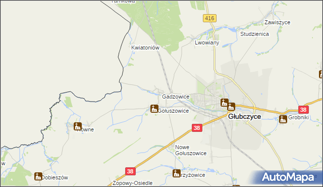 mapa Gadzowice, Gadzowice na mapie Targeo